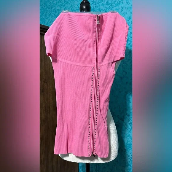 Cache pink full front zip off shoulder top - Picture 5 of 8